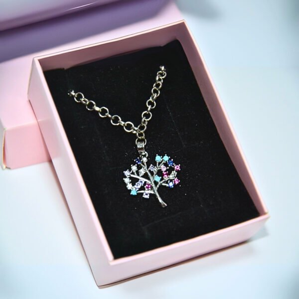 Zirkon Ağaç Kolye – Paslanmaz Çelik