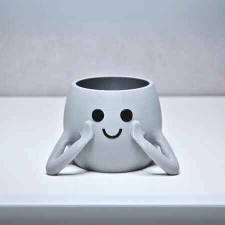 3D Neşeli Mini Saksı - Açık Gri