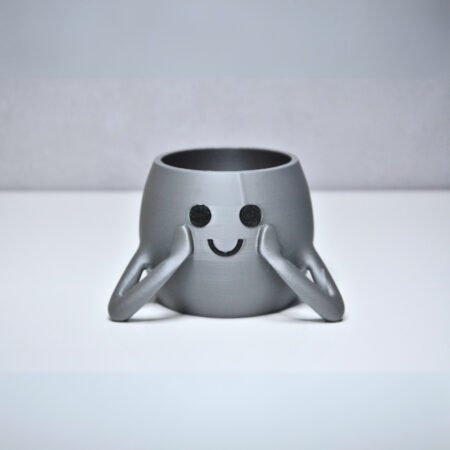 3D Neşeli Mini Saksı - Gümüş