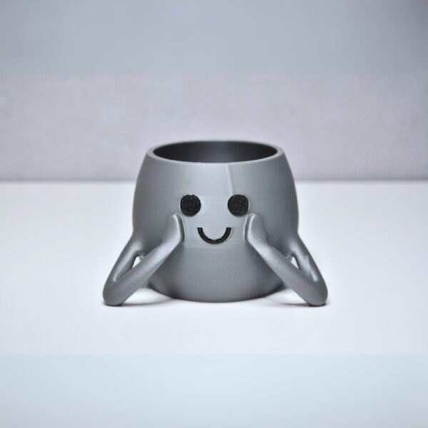 3D Neşeli Mini Saksı - Gümüş