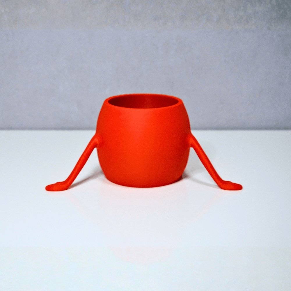 3D Oturan Mini Saksı – Kırmızı - Görsel 4