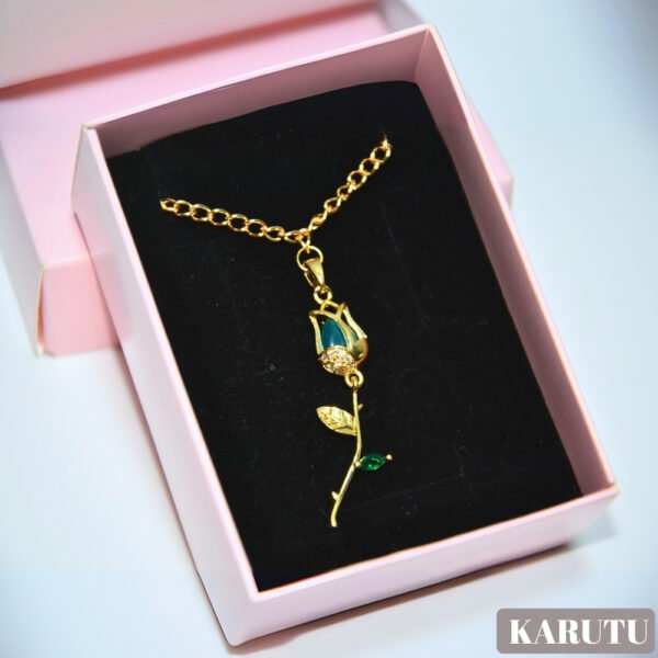 Zirkon Mavi Lale Kolye