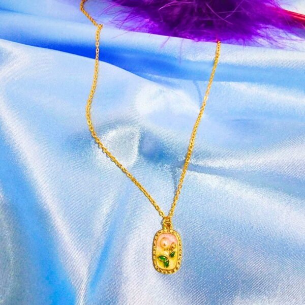 Pinterest Sanat Kolye - Dikdörtgen Çiçek