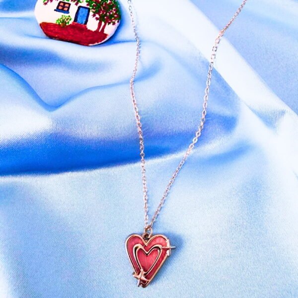 Pinterest Kolye - Pembe Kalp Kolye