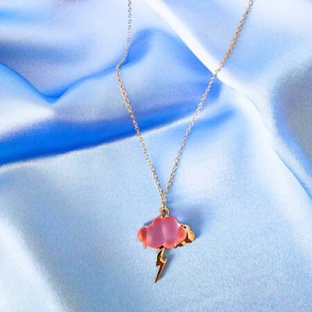 Pinterest Kolye - Pembe Bulut Şimşek Kolye