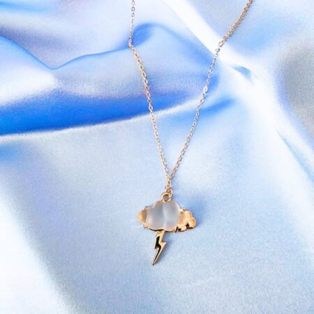 Pinterest Kolye - Beyaz Bulut Şimşek Kolye