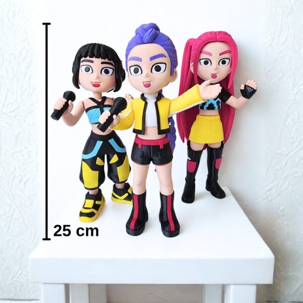 K-pop Demon Hunters/ Huntrix Karakter Figür 3'lü Set / Rumi / Zoey / Mira / 25 cm